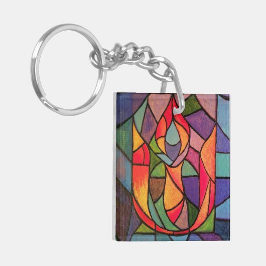 UU Flaming Chalice Art Sleutelhanger Unitarian (Voorkant Links)