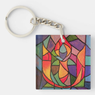 UU Flaming Chalice Art Sleutelhanger Unitarian