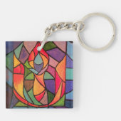 UU Flaming Chalice Art Sleutelhanger Unitarian (Achterkant)