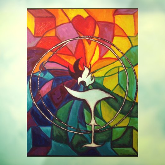 UU Flaming Chalice Glas in lood Raamsticker (Vel 3)