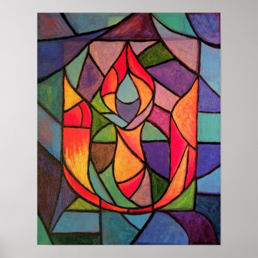 UU Flaming Chalice Original Artwork Poster Print (Voorkant)