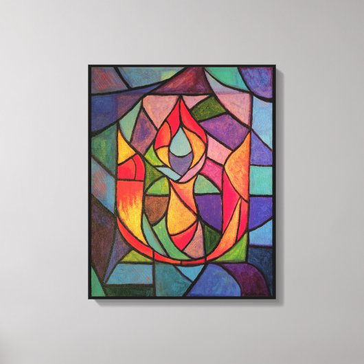 UU Flaming Chalice Origineel Kunstwerk Canvas Afdruk (Voorkant)