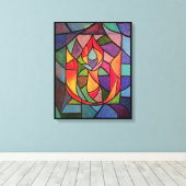 UU Flaming Chalice Origineel Kunstwerk Canvas Afdruk (Insitu (Houten vloer))