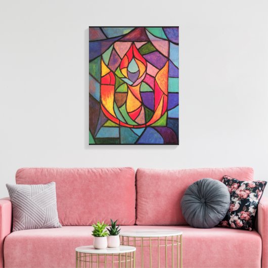 UU Flaming Chalice Origineel Kunstwerk Canvas Afdruk (Insitu (Woonkamer))