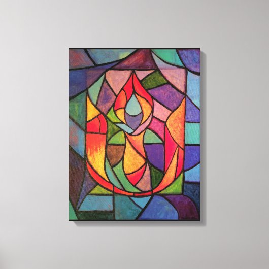 UU Flaming Chalice Origineel Kunstwerk Canvas Afdruk (Voorkant)