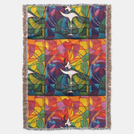 UU Flaming Chalice Throw Unitarian Universalist Deken (Voorkant Verticaal)