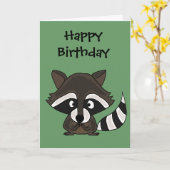 UU- Funny Raccoon Cartoon Art Kaart (Gele Bloem)