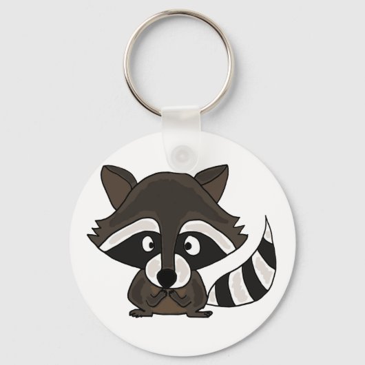 UU- Funny Raccoon Cartoon Art Sleutelhanger (Voorkant)