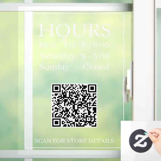Uur geopend Genereer QR-code Bericht Wit op transp Raamsticker (Huis)