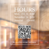 Uur geopend Genereer QR-code Bericht Wit op transp Raamsticker (Vel 2)