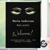 Uur openstelling visagist verwelkomt zwart raamsticker (Huis)