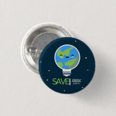 Uur van de Aarde Energiebesparing Lamp Ronde Button 3,2 Cm (Voorkant /achterkant)