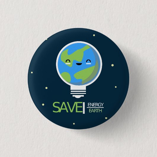 Uur van de Aarde Energiebesparing Lamp Ronde Button 3,2 Cm (Voorkant)