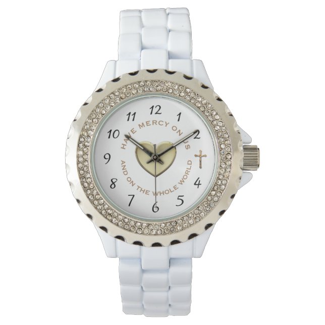 UUR VAN GODDELIJKE BARMHARTIGHEID RHINESTONE HORLOGE (Voorkant)