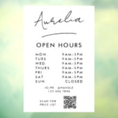 Uur van opening bedrijfslogo handtekening QR-code Raamsticker (Vel 3)