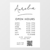 Uur van opening bedrijfslogo handtekening QR-code Raamsticker (Vel)