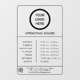 Uur van Opening Bedrijfslogo Zwart Raamsticker
