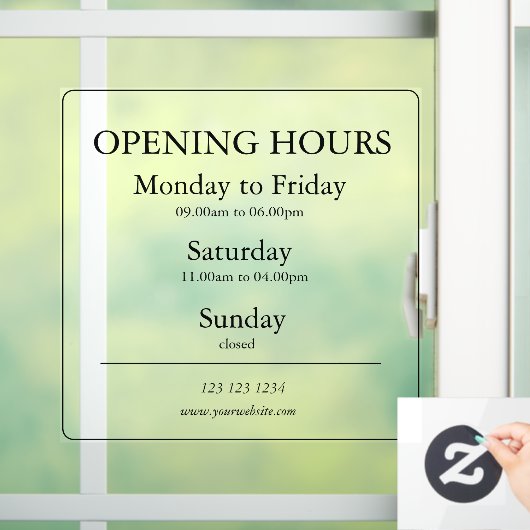 Uur van opening bord | Raamsticker (Huis)