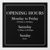 Uur van opening bord | Raamsticker (Vel)
