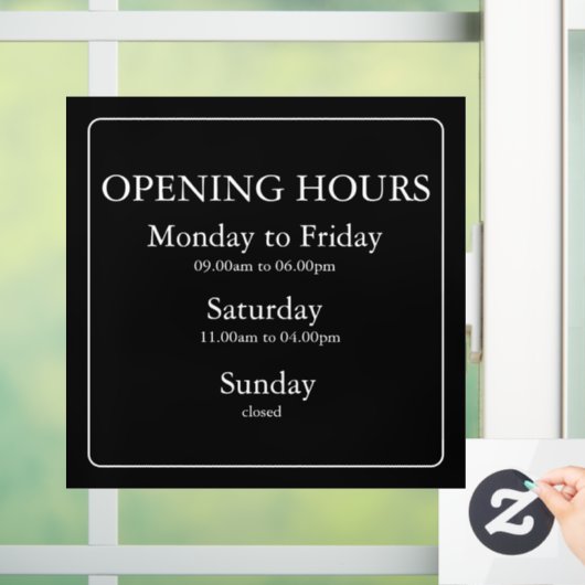 Uur van opening bord | Raamsticker (Huis)