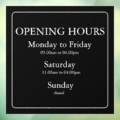 Uur van opening bord | Raamsticker (Vel 3)