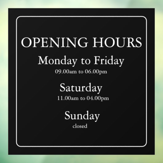 Uur van opening bord | Raamsticker (Vel 3)