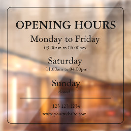 Uur van opening bord | Raamsticker