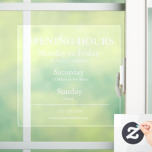 Uur van opening bord | Raamsticker (Huis)
