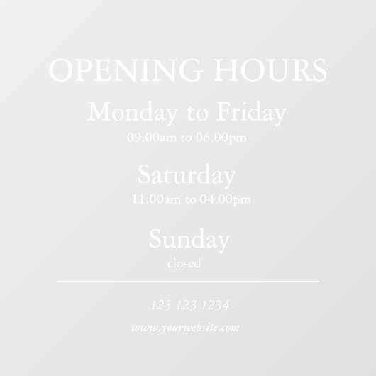 Uur van opening bord | Raamsticker (Vel)