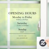 Uur van opening bord | Raamsticker (Huis)