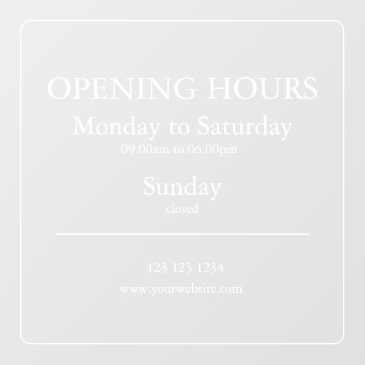 Uur van opening bord | Raamsticker (Vel)