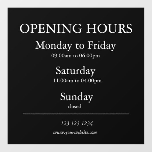 Uur van opening bord | Raamsticker (Vel)