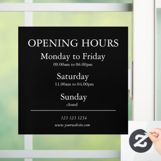 Uur van opening bord | Raamsticker (Huis)