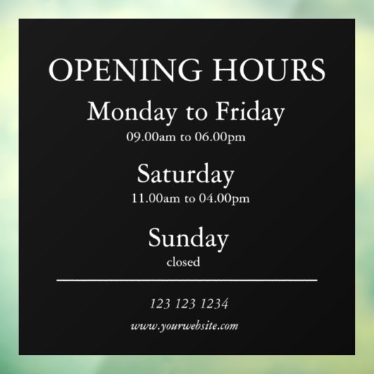 Uur van opening bord | Raamsticker (Vel 3)