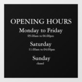 Uur van opening bord | Raamsticker (Vel)