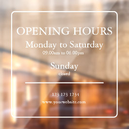 Uur van opening bordje | Raamsticker