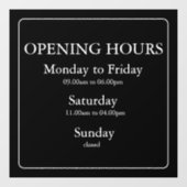 Uur van opening bordje | Raamsticker (Vel)