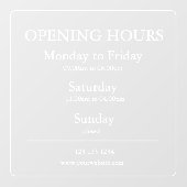 Uur van opening bordje | Raamsticker (Vel)