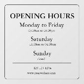 Uur van opening bordje | Raamsticker (Vel)