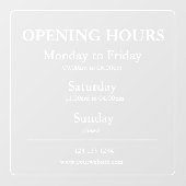 Uur van opening bordje | Raamsticker (Vel)