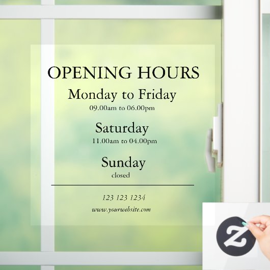 Uur van opening bordje | Raamsticker (Huis)