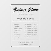 Uur van opening bordje  Raamsticker (Vel)