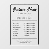 Uur van opening bordje Raamsticker (Vel)