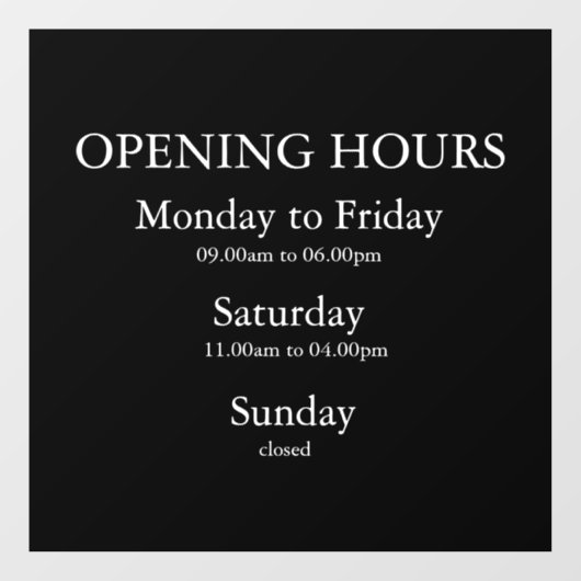 Uur van opening bordje | Raamsticker (Vel)