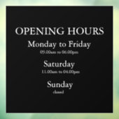 Uur van opening bordje | Raamsticker (Vel 3)