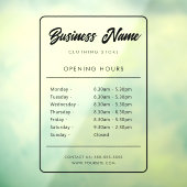 Uur van opening bordje Window Cling Raamsticker (Vel 3)