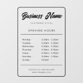 Uur van opening bordje Window Cling Raamsticker (Vel)