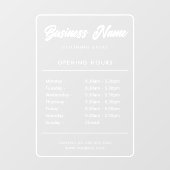 Uur van opening bordje witte raamfolie raamsticker (Vel)