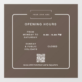 Uur van opening winkel cling moderne detailhandel raamsticker