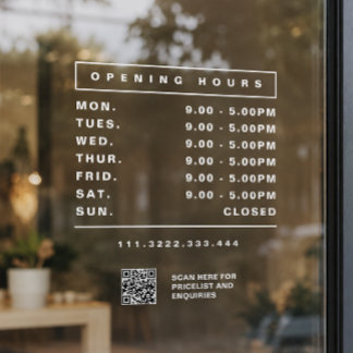 Uur van opening winkel sticker
